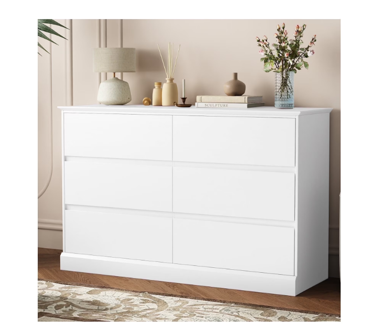 White Dressers Bedroom Dresser 6 Drawer Storage Chest of Drawers