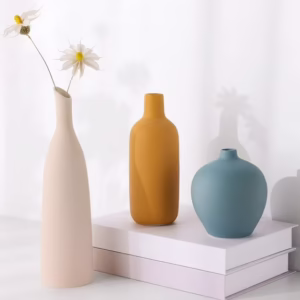 Jowenia Ceramic Vase Set of 3, Decor Flower Vase Minimalism Style